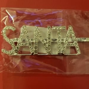 Holiday SANTA Rhinestone jewel Hair Clip